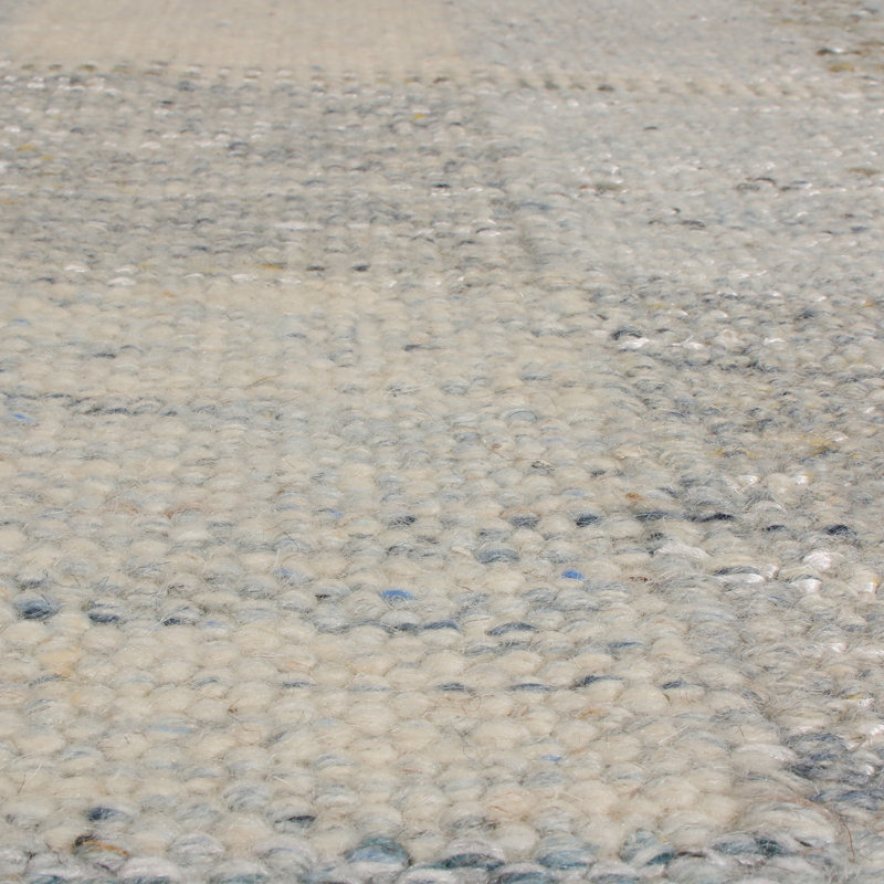Rug & Kilim’S Scandinavian-Inspired Geometric Gray And Blue Wool Pile Rug, Rectangle 14' x 20'