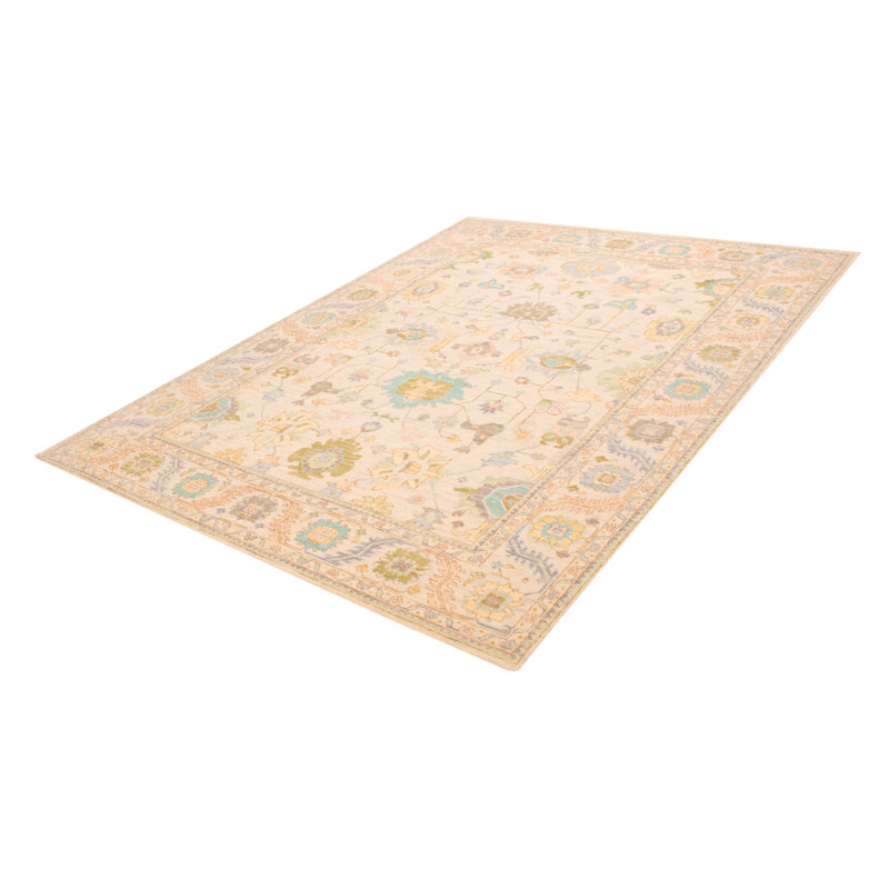 Tapis unique en laine nouvel âge rectangulaire 10 pi 2 po x 14 pi 0 po Ivoire