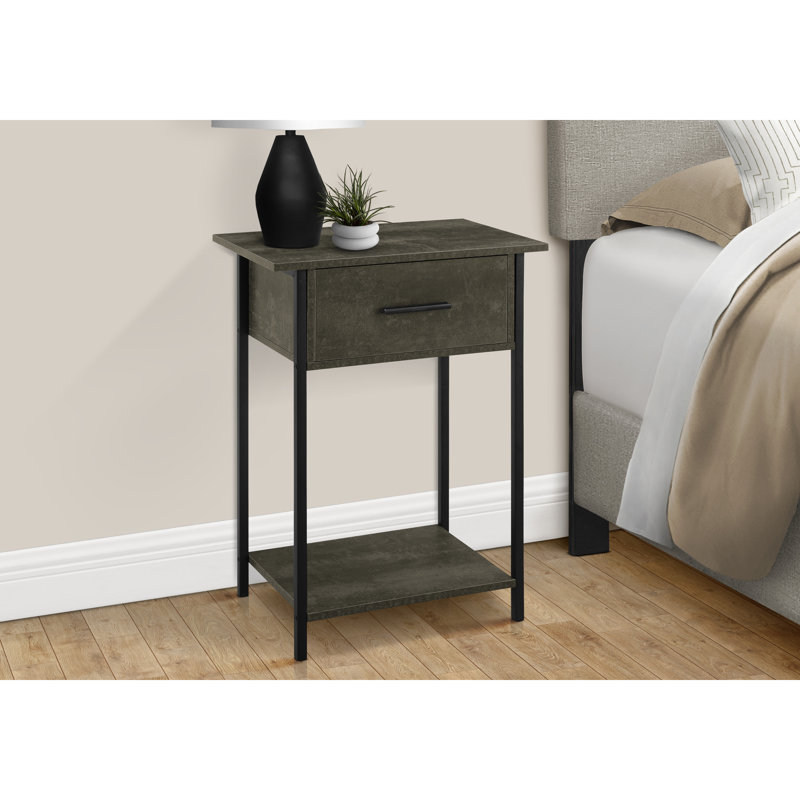 Small Rectangular Accent Table With Storage - Dark Bronze Laminate, Black Metal Living Room Laminate & Legs