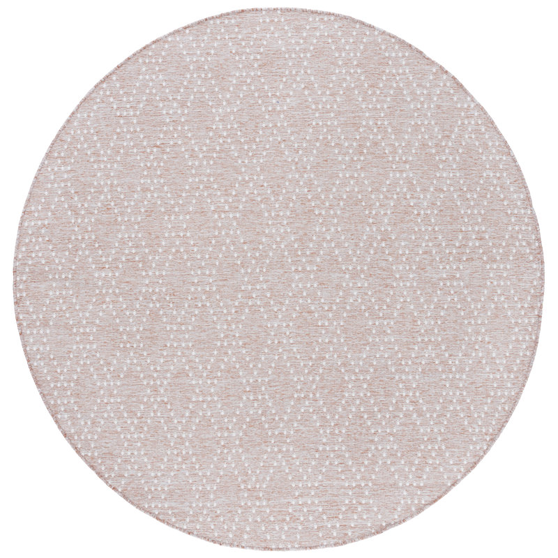 Edmond 850 Polypropylene/Polyester Geometric Indoor/Outdoor Rug in Rust/Gray, Round 6'7"