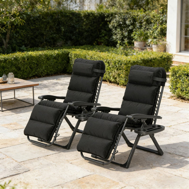 Ensemble de chaises longues inclinables et pliantes pour l'extérieur