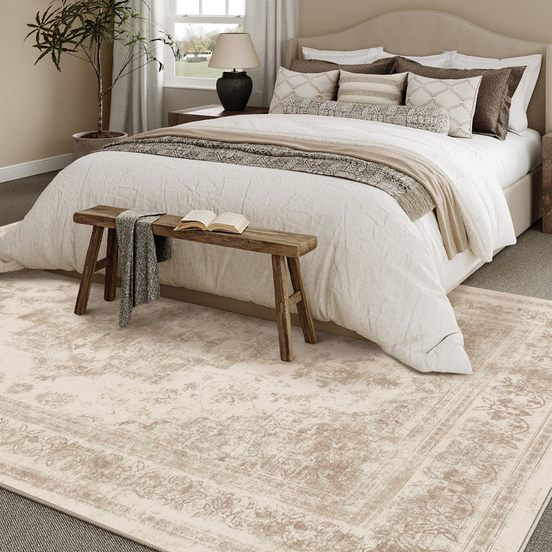 Elaine Machine Washable Oriental Area Rug with Non-Slip Backing, Rectangle 8' x 10'