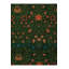 Tapis lavable à la machine à motif floral orange foncé et lierre vert foncé-751055262