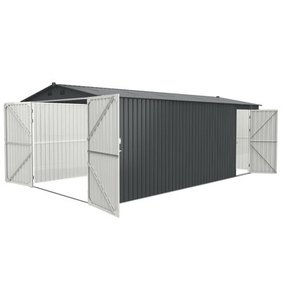 Outdoor Storage Shed 20X10 FT, Metal Shed Backyard Utility Tool House Building With 2 Doors And 4 Vents