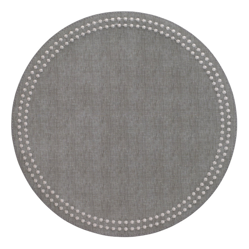 Pearls Round Placemat Set, Gray/Silver
