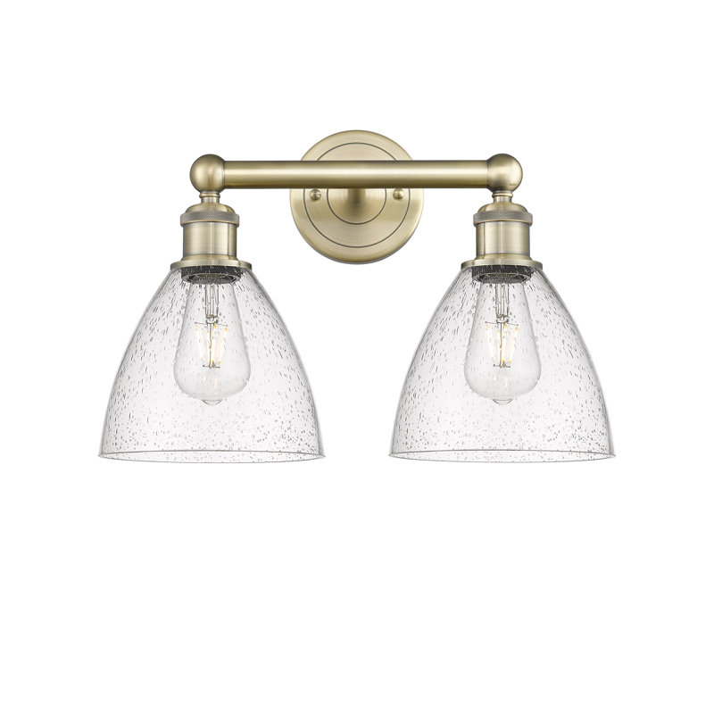 Éclairage pour meuble-lavabo en verre 2 lumières 16,5 pouces Alorah, Granuleux, Laiton antique