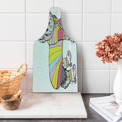 Ambesonne Yorkie Tempered Glass Cutting Board Sports Gear Hiking Fun Multicolor
