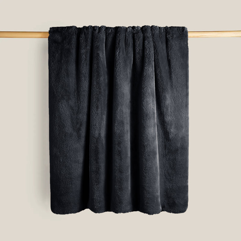 Francella Plush Cozy Mink faux Fleece Blanket/Throw, Black, 130cm W x 150cm L