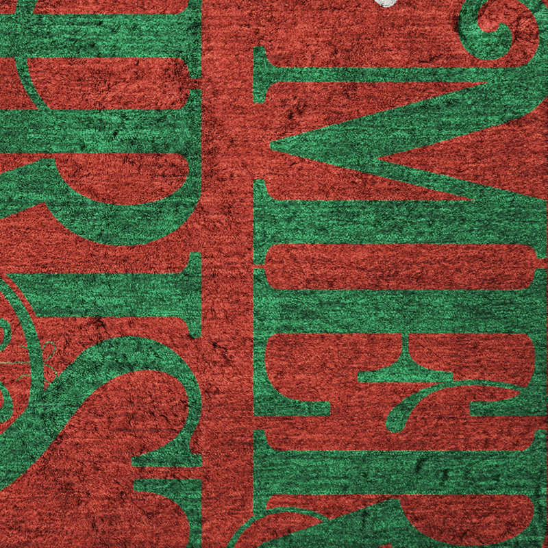 Tapis à couronne de Noël Premium à poils longs lavable à la machine ADS217, Rond 8 pi