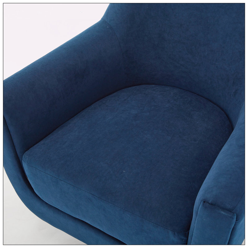 Fauteuil demi-tonneau pivotant de 30,90 po Mercersville, Velours bleu marine