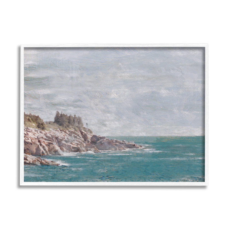 «Rocky Cliff Ocean Landscape», estampe numérique par Savannah Miler, H 24 po x l 30 po x P 1,5 po