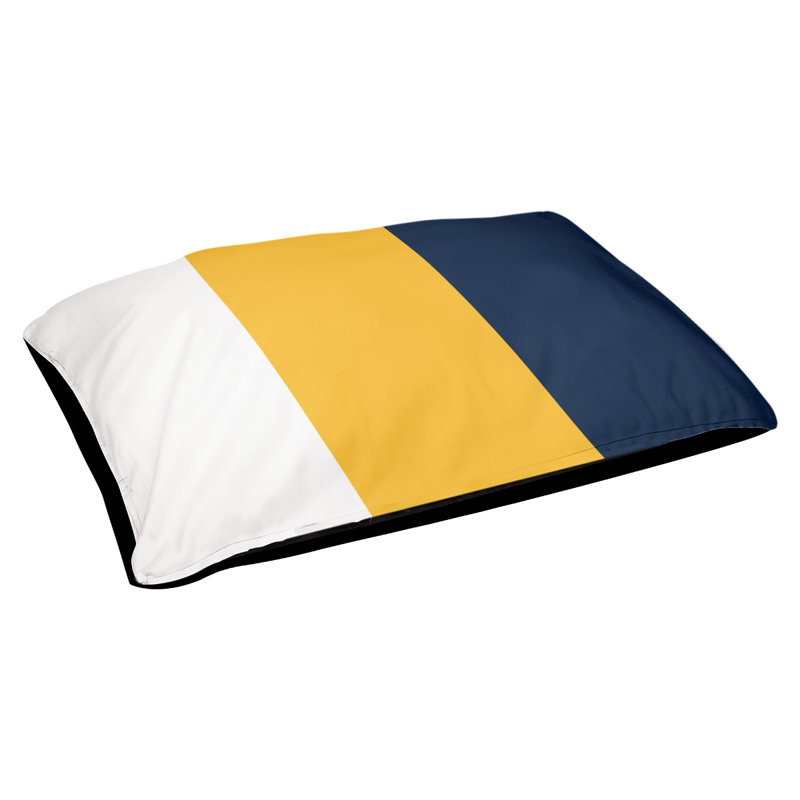 Coussin pour chien hockey Minnesota, Petit (l 28 po x P 18 po x H 9,5 po), Blanc / or / bleu