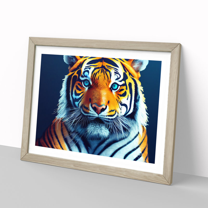 A Majestic Tiger - Framed Print, 25cm H x 34cm W x 2cm D, Oak Framed