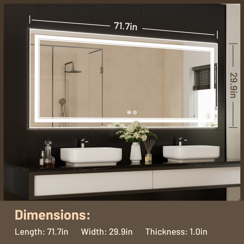 Miroir de salle de bain Kaelia, 30 po x 72 po