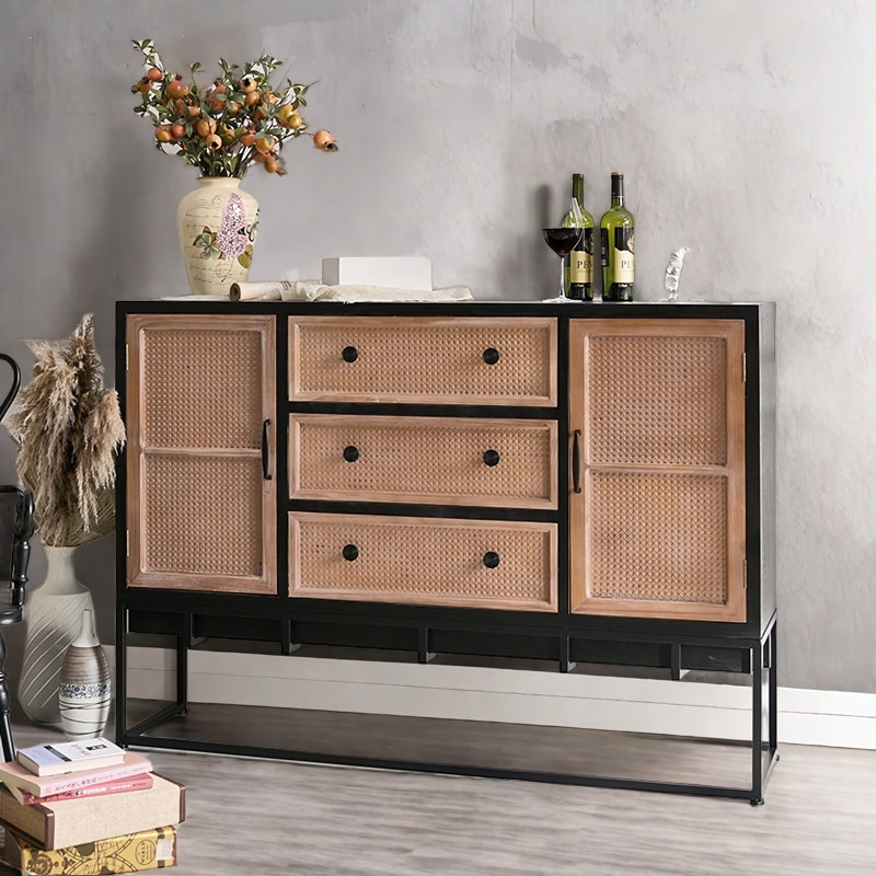 Simple Do Old  Wooden Black Sideboards