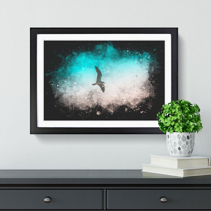 Soaring Seagulls - Picture Frame Graphic Art, 45cm H x 63cm W x 2cm D, Black Framed