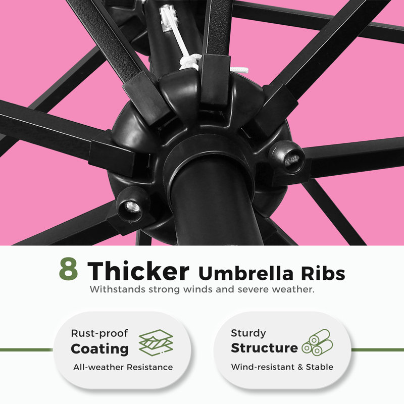 3 m 3-Tier Solar Patio Umbrella,32 LED Lights Patio Table Umbrellas With Tilt And Crank,8 Sturdy Ribs For Market, Beach, Pool, Garden, Deck, Backyard
