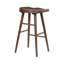 Ensemble de 2 tabourets de bar à finition brune avec siège en selle et structure en bois robuste