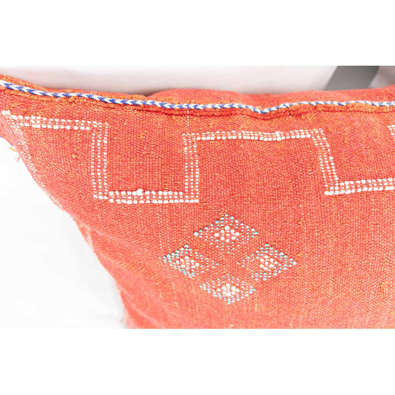 Atlas Silk Lumbar Pillow Cover, Red Geometric 2