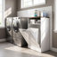 Rustic White & Wood Tilt-Out Storage Cabinet, 53x35x96cm, MDF & Metal, Kitchen, Utility, Bathroom