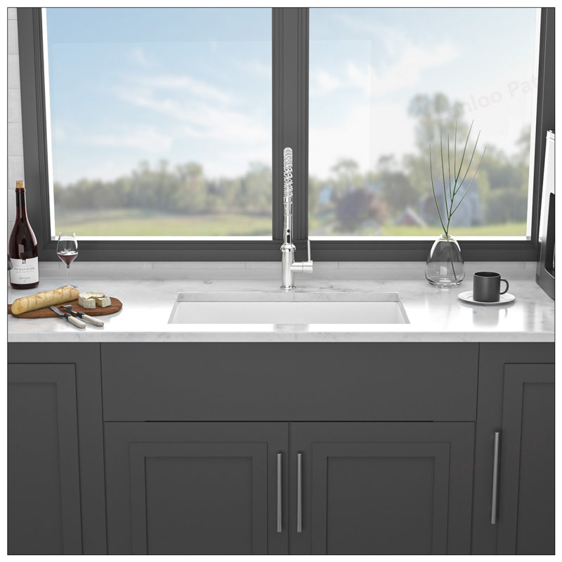 32 Inch Undermount Single Bowl Ceramic Kitchen Sink - Durable and Easy to Clean White Ceramic Basin