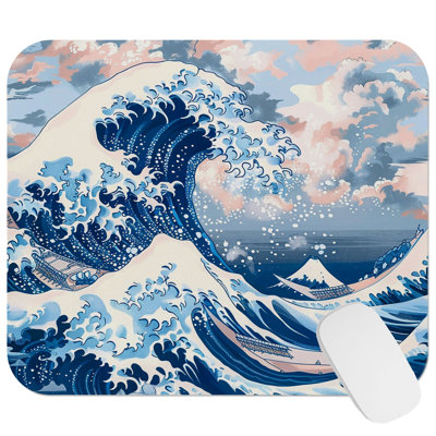 Beach and Coastal Japanese Kanagawa Wave IX Nautical Gaming Cute Office Laptop Desk Pad Gift Mat Square Rectangle Non-Slip Mousepad
