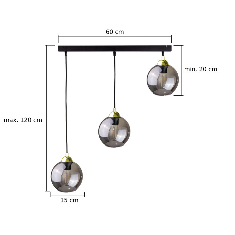 Soma 3 - Light Kitchen Island Pendant, Black/Gold