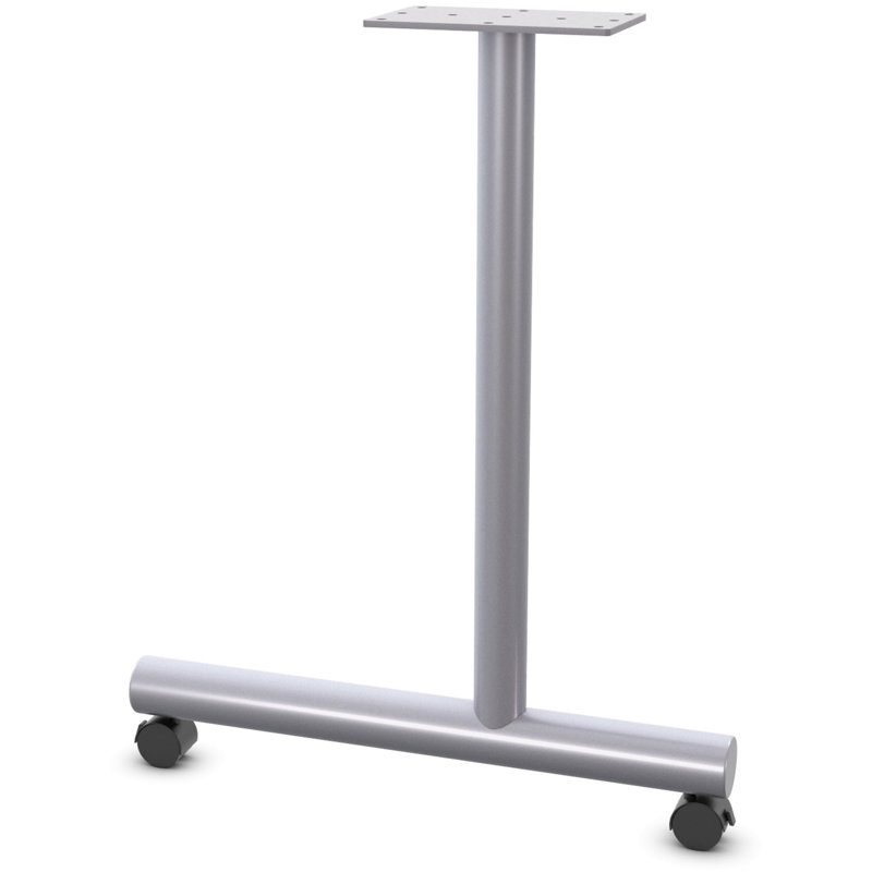 Metallic Silver Adjustable C-Leg Table Base with Casters