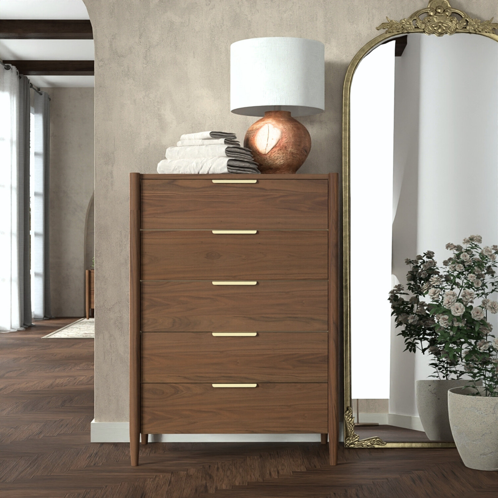 Reece 5-Drawer Dresser, Rich Walnut