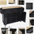 Rubberwood folding countertop kitchen trolley, internal storage shelves, 5-wheel dining kitchen island with storage cabinet and 3 drawers, black-490279035