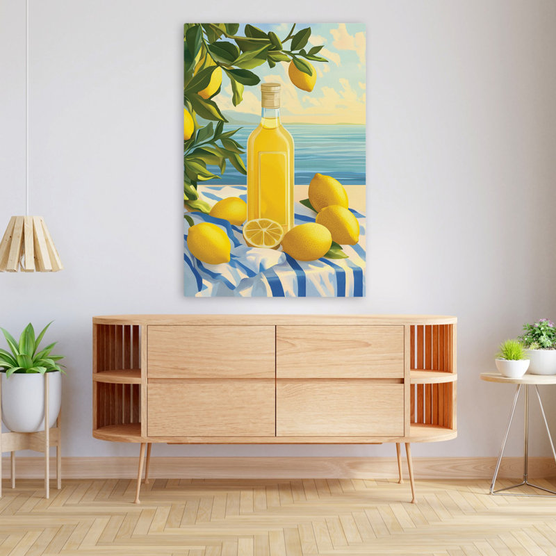 Limoncello - Coastal Lemon Beverage, art côtier, H 48 po x l 32 po