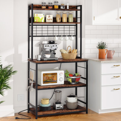 31.5" Baker's Rack With Microwave Compatibility And Power Outlet