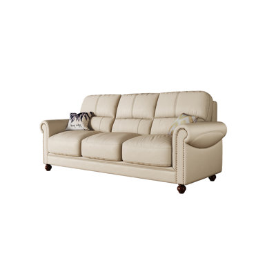 European Casual Country Style Leather Sofa 87.4'' Leather Sofa