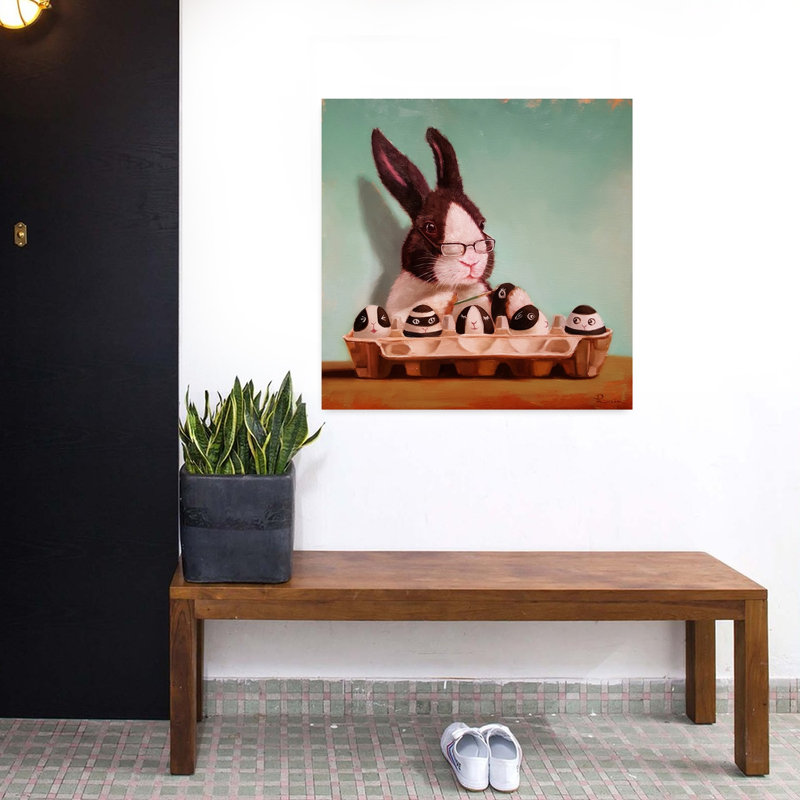 Art contemporain de lapin Going Dutch, H 32 po x l 32 po