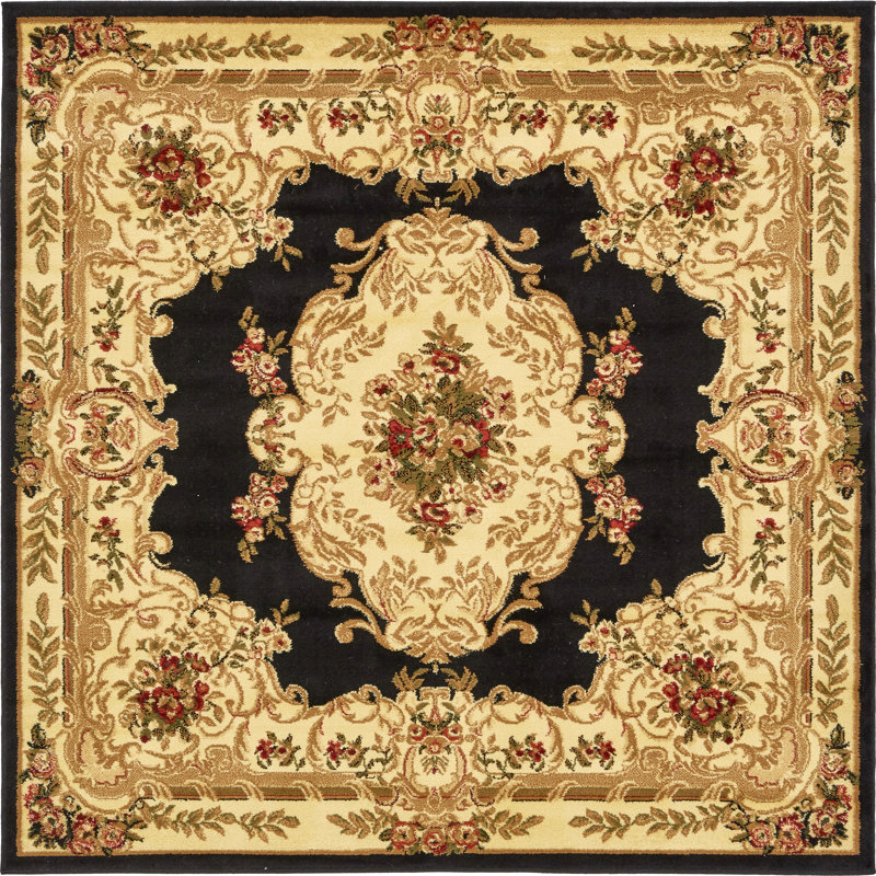 Aracelia Oriental Indoor Rug, Square 6'1", Black