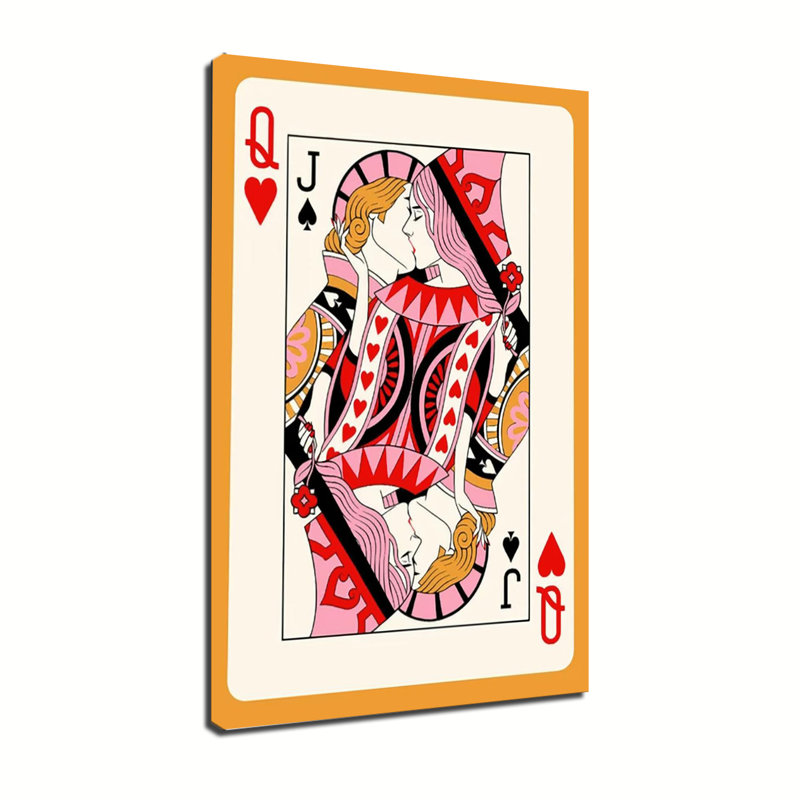 Jack and Queen of Hearts embrassant une carte à jouer, 20x30inch