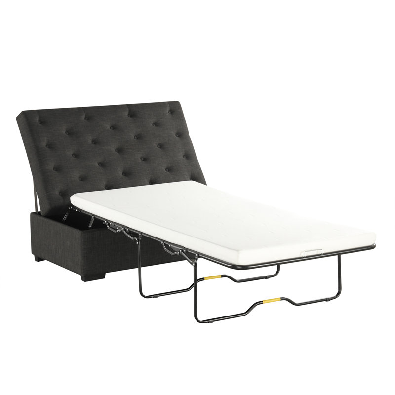 Lit escamotable pliant - 49,6 po, gris foncé, surface de couchage confortable, revêtement, espace pour les petites pièces, lit convertible, lin