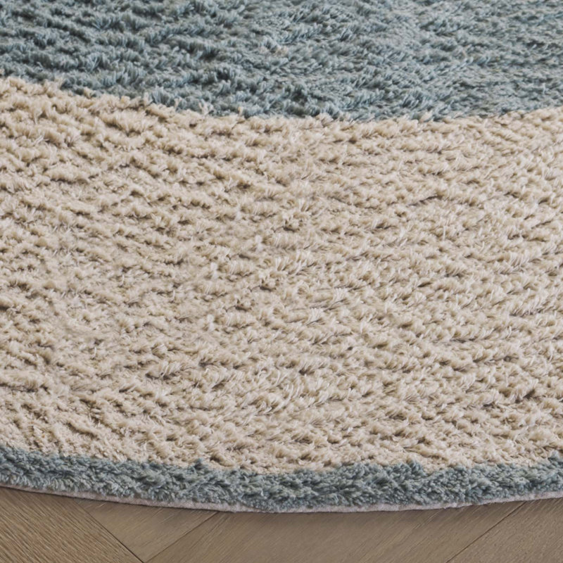 Edwill Handtufted Recycled Cotton Machine Washable Bordered Rug, Round 6'