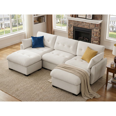 Modular Sectional Sofa With Chenille Upholstery