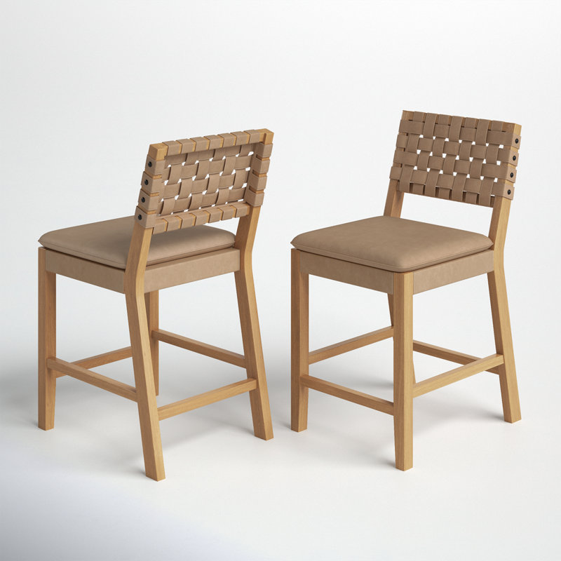 Arleatha Upholstered 24'' Counter Stool with Solid Wood Frame