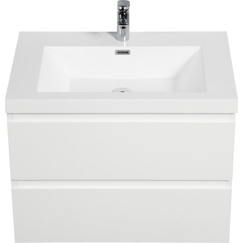 30" Floating Bathroom Vanity With Sink, Blanc