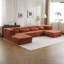 Canapé à compression, canapé convertible au sol, canapé modulaire désossé bricolage, aucun assemblage requis, tissu polaire circulaire, surdimensionné à 4 places avec 2 repose-pieds, orange-1177954550