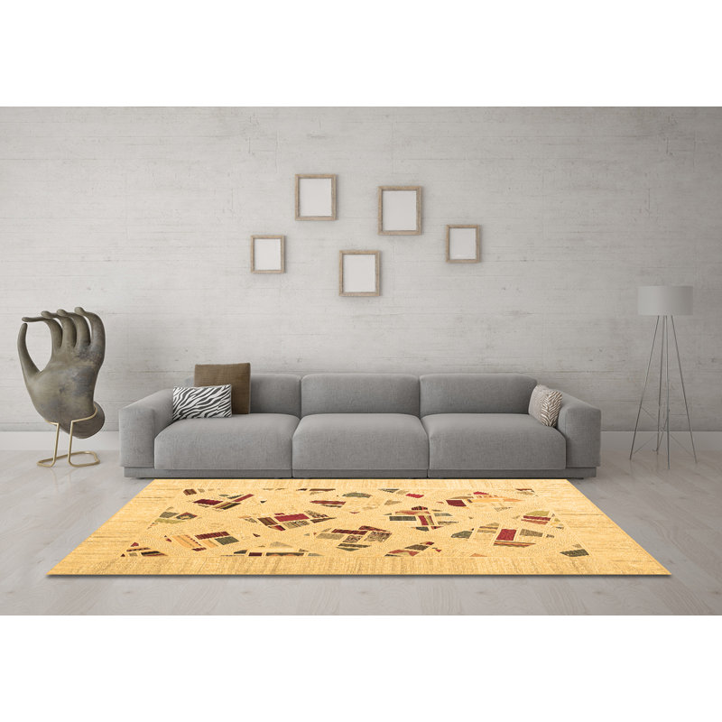 Tapis contemporains brun lavable à la machine 2641, Carré de 6 pi