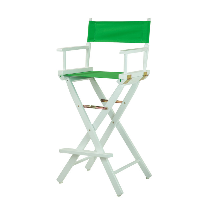 Chaise de réalisateur pliante de 30 po avec toile, Blanc, Vert