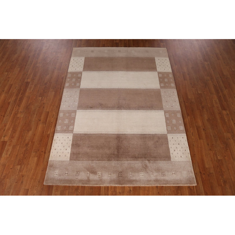 Tapis indien en laine fait à la main de style Gabbeh 5 x 8