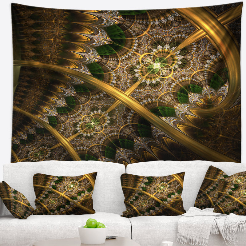 Tapisserie fleur abstraite fractale, H 78 po x l 92 po