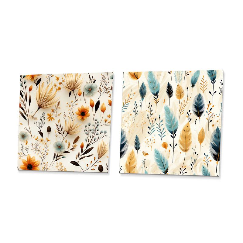 Vanhorn - Ensemble de 2 carrés muraux floraux en métal, H 16 po x l 32 po