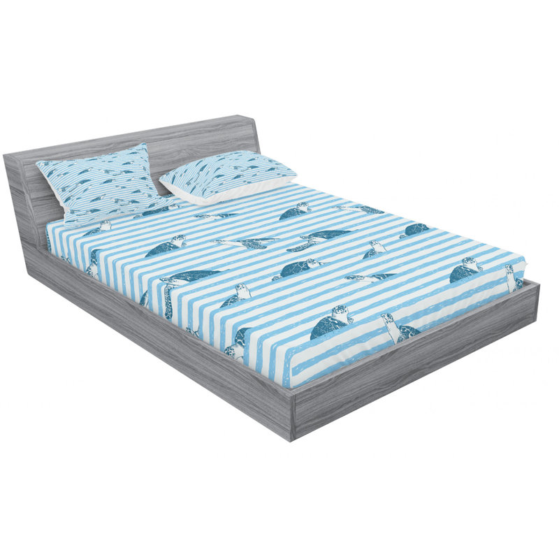 Microfiber Striped Sheet Set, Full Sheet Set with Fitted Sheet