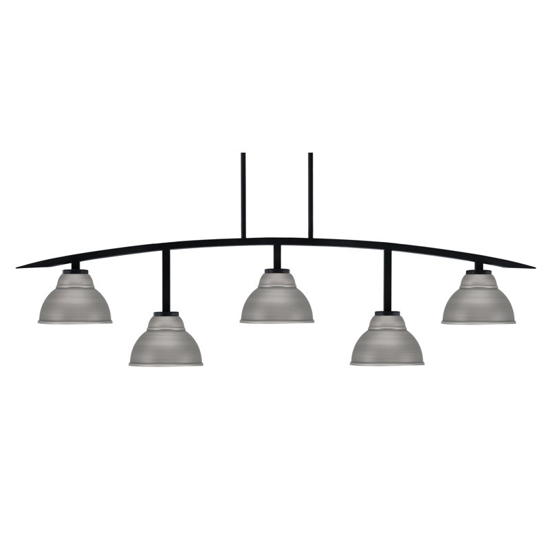 Kurve 5 Light Bar Shown In Matte Black Finish With 7" Double Bubble Metal Shades, Silver