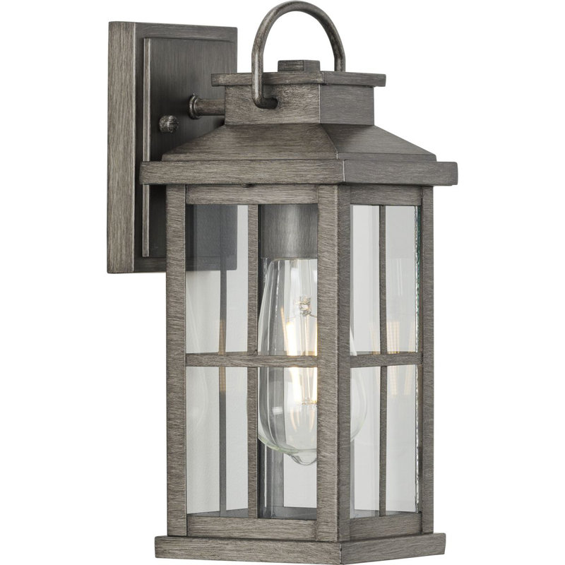Lanterne murale d'extérieur à 1 ampoule Asgari, Étain antique, H 18 po x l 8,12 po x P 8,12 po